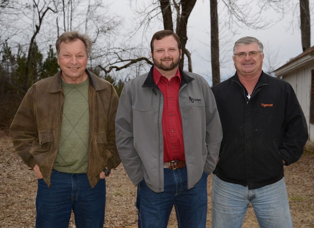 Steve Ballard (B & G Equipment), Russell Stites and Tigercat district manager, Johnny Boyd.