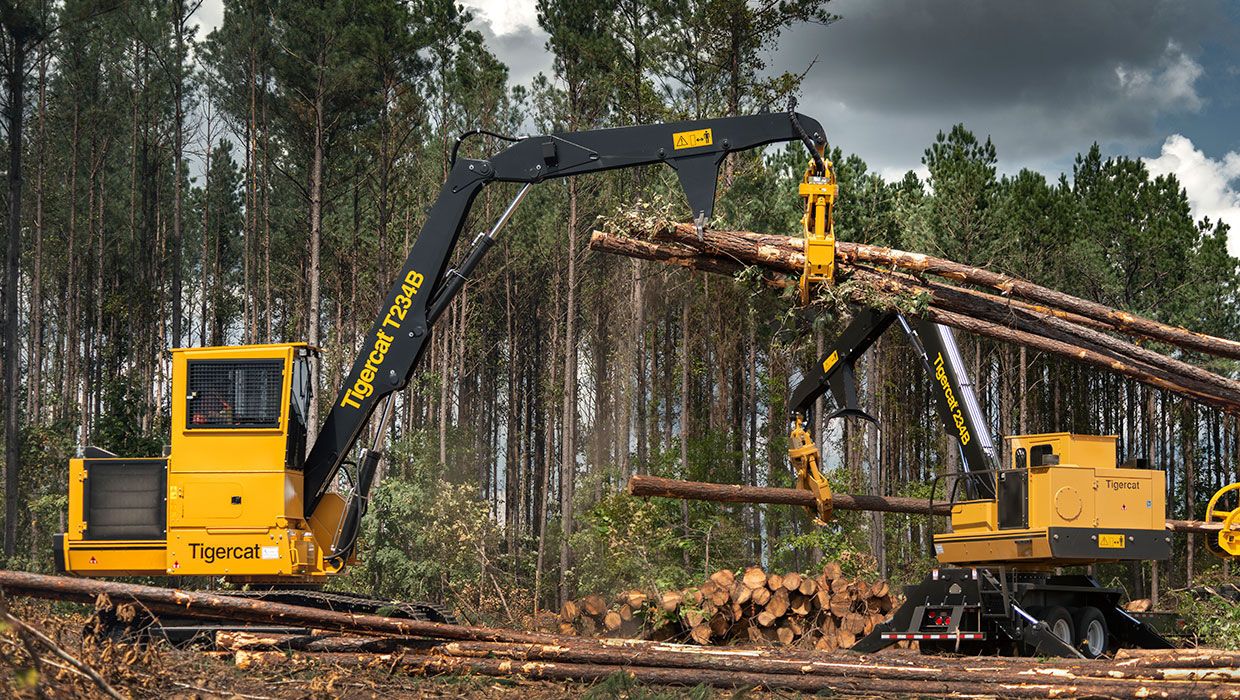 Image of a Tigercat T234B loader working in the field