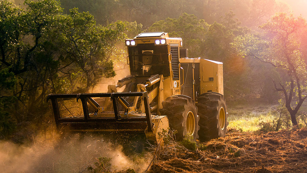 Image of a Tigercat M726G mulcher working in the field