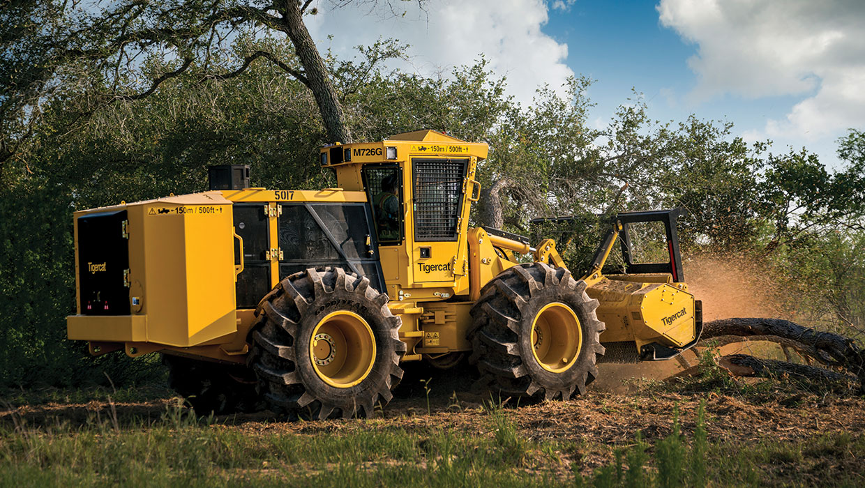 Image of a Tigercat M726G mulcher working in the field