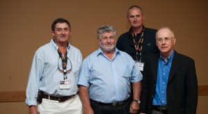 Donnie Lambert, Heyward Moore, Marty Lambert and Tigercat president, Tony Iarocci. The Lamberts participated in the fi lm, ‘20’.