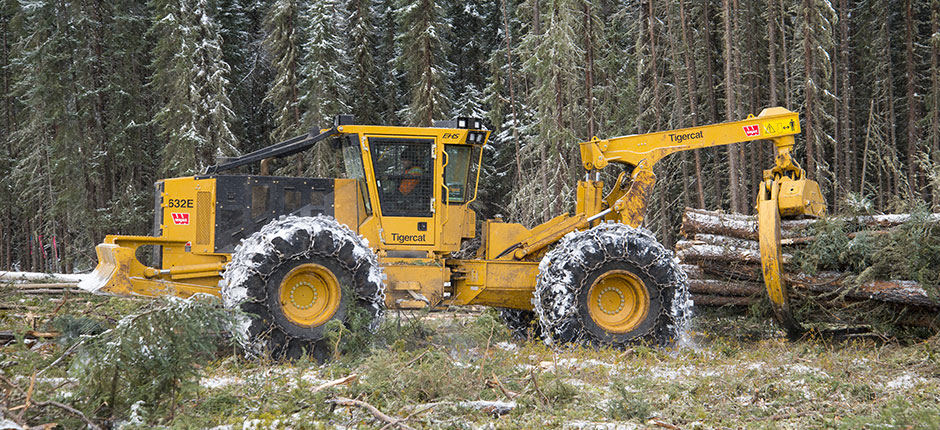 Tigercat 632E skidder with EHS drive system
