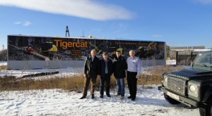 The new Forestry Machines facility in Bratsk. (L-R) Alex Chornyy, Tigercat district manager – Russia, Yuri Torokhov, chairman, Forestry Machines Ltd., Alexander Fetyukov, managing director, Forestry Machines Ltd., Ken MacDonald, Tigercat CEO.