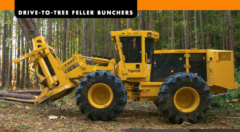 Drive-to-tree feller buncher brochure cover. Click to download the spec sheet.