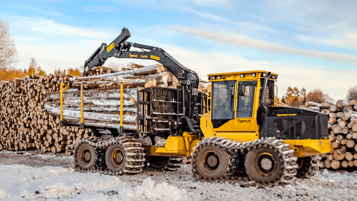 Image of a Tigercat 1075C forwarder working in the field