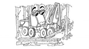 High res image download of the harvester page from the Tigercat colouring kids colouring book