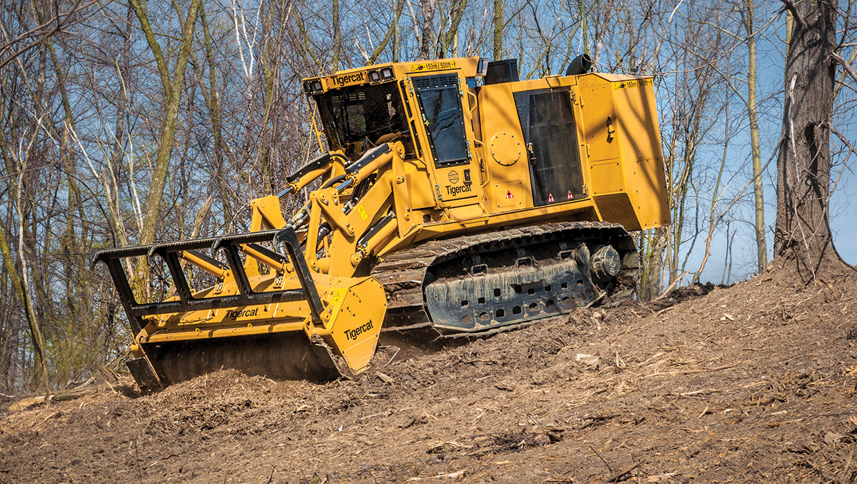 Image of a Tigercat 480B mulcher working in the field