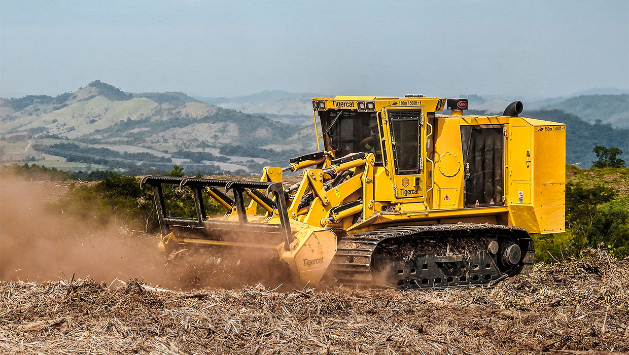 Image of a Tigercat 480B mulcher working in the field