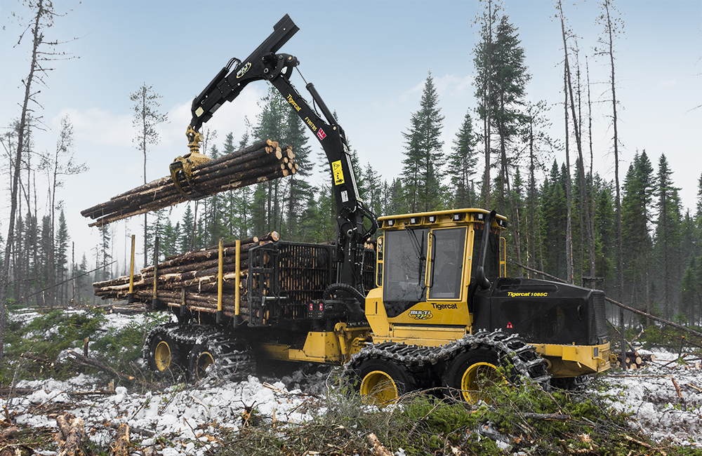 El forwarder 1085C trabajando en Chibougamau, Quebec.