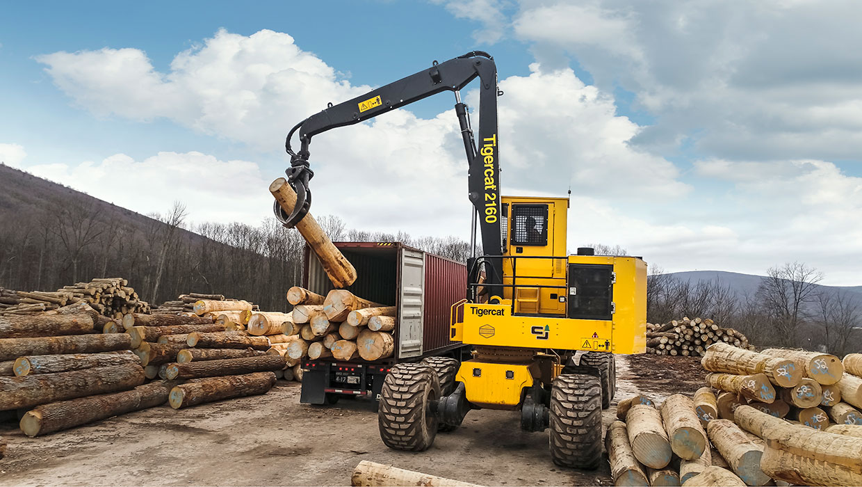 Image of a Tigercat 2160 loader forwarder working in the field