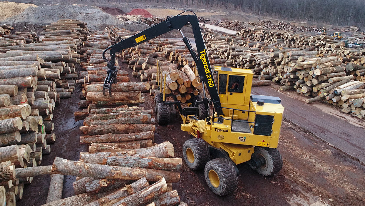 Image of a Tigercat 2160 loader forwarder working in the field