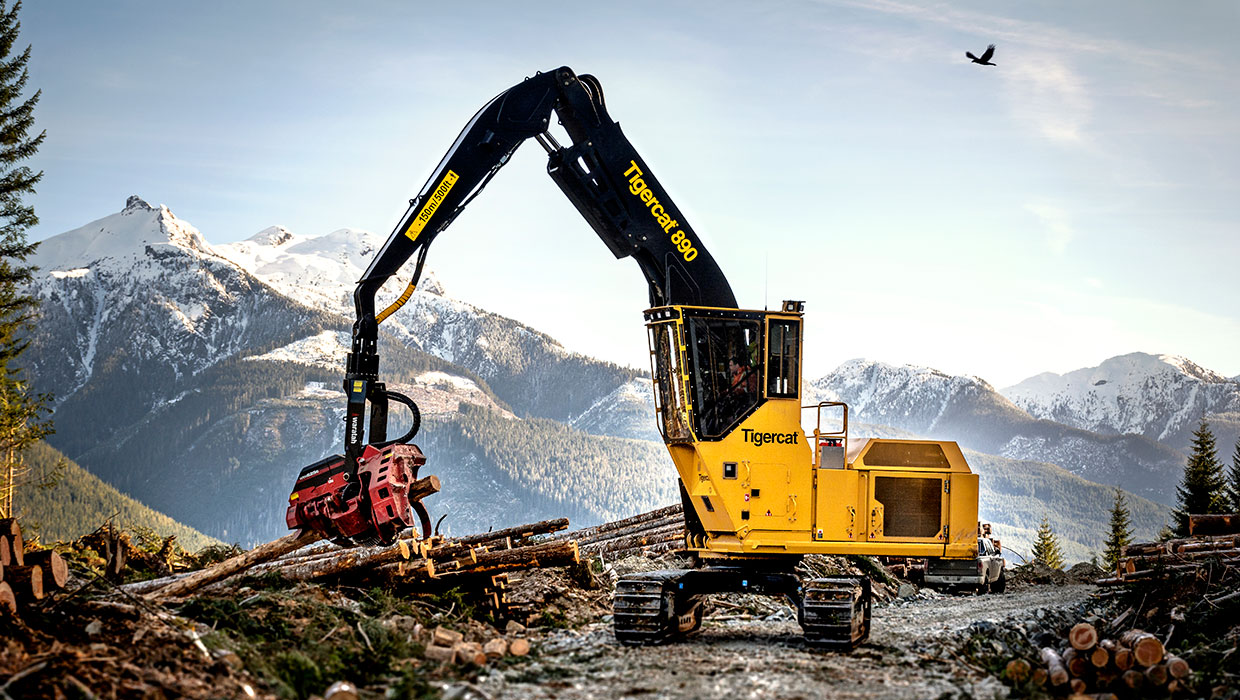 Image of a Tigercat 890 logger working in the field