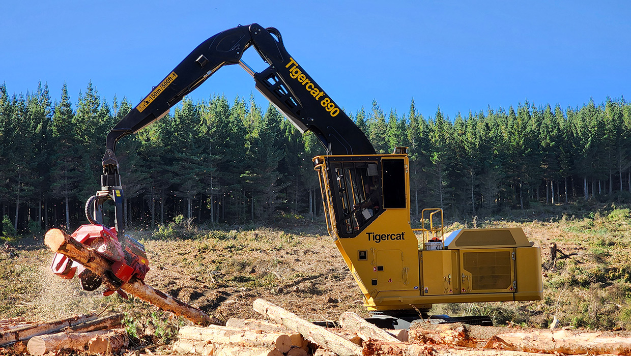 Image of a Tigercat 890 logger working in the field