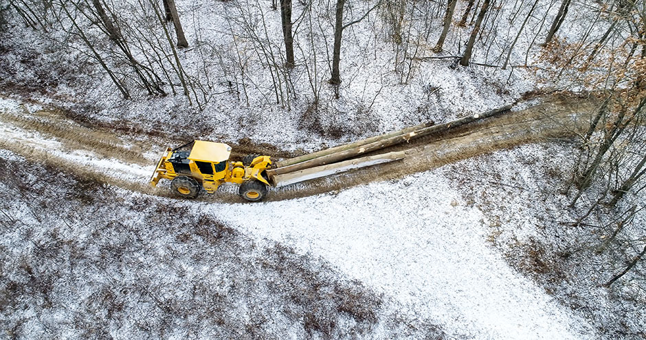 Aerial view of the 602 skidder.