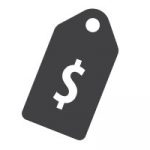 An icon of a sales tag with a dollar sign on it