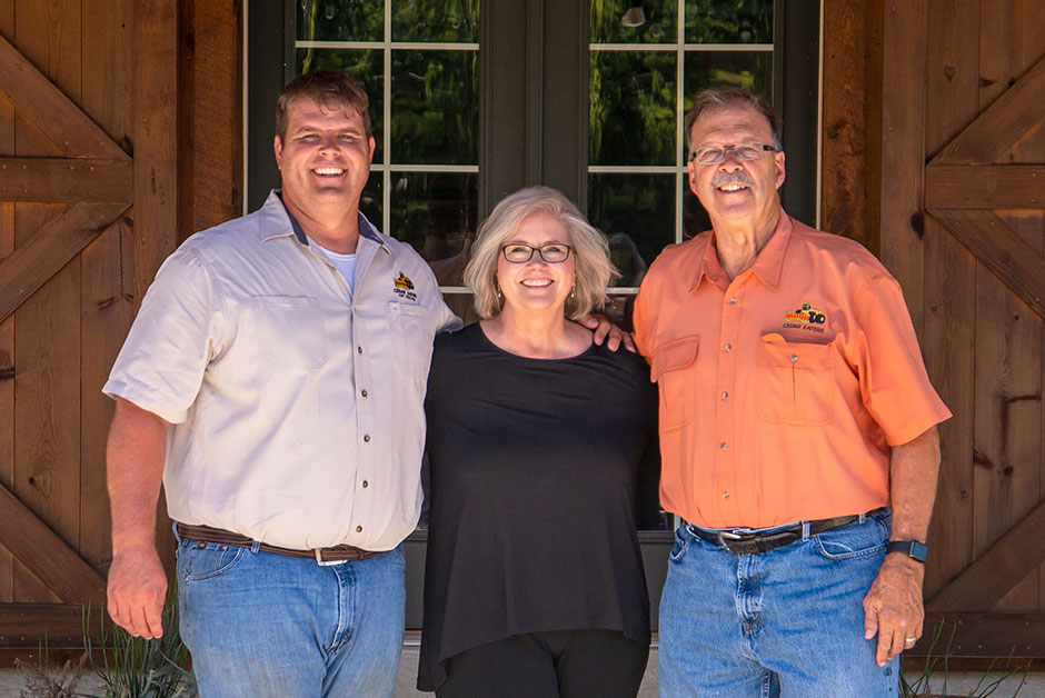 The faces of Cedar Eaters. L-R: Spence Hegener, co-owner and operations manager; Pam Hegener, C.O.O./majority partner; Stan Hegener, president.