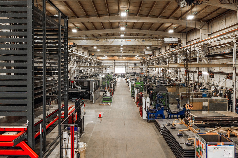 Interior view of Tigercat’s cab production facility.