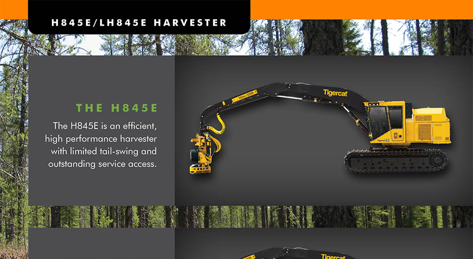 H845E harvester brochure | Specifications | Downloads | Tigercat
