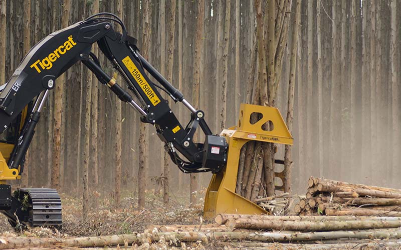 feller buncher 845e giro traseiro limitado máquinas florestais tigercat