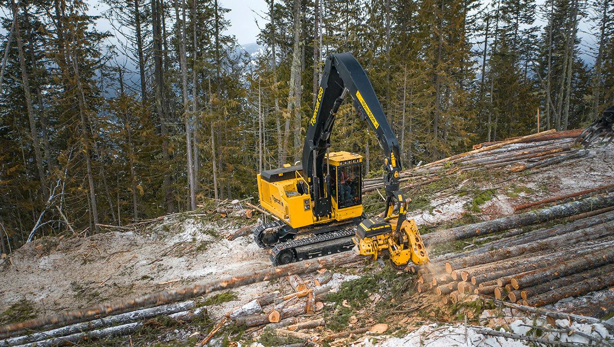 Image of a Tigercat 850 processor working in the field