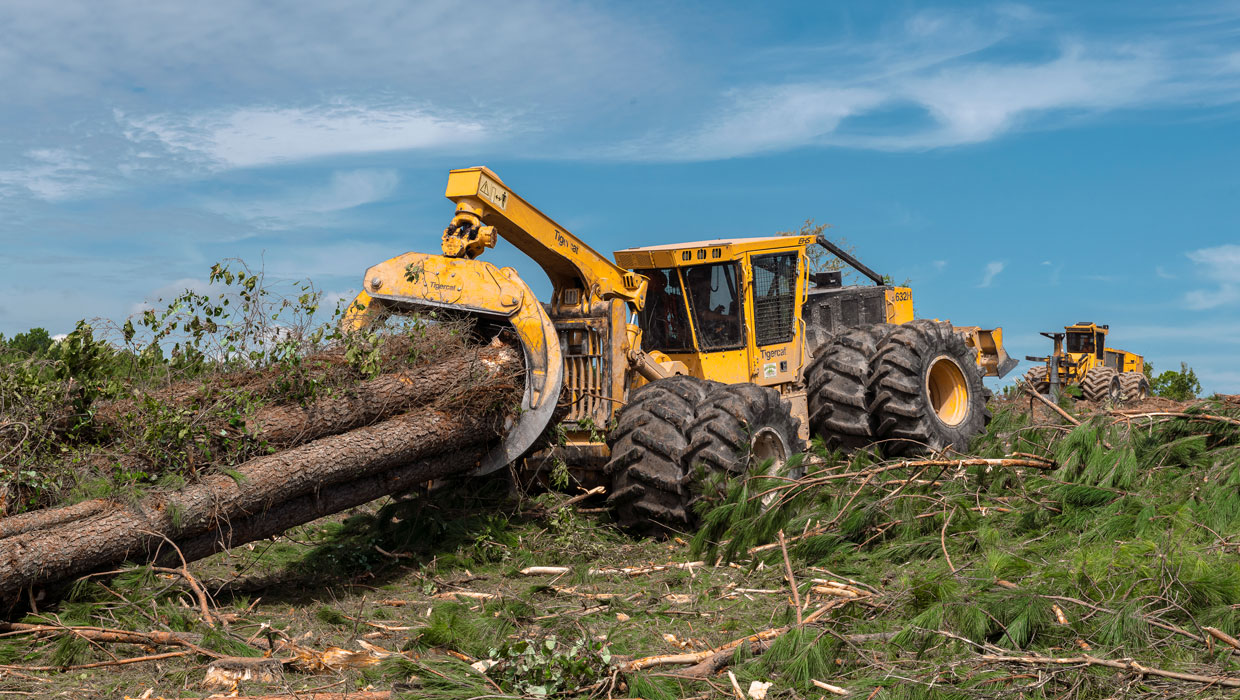 Image of a Tigercat 632H skidder working in the field