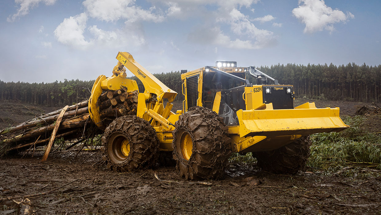 Tigercat 632H skidder working in the field