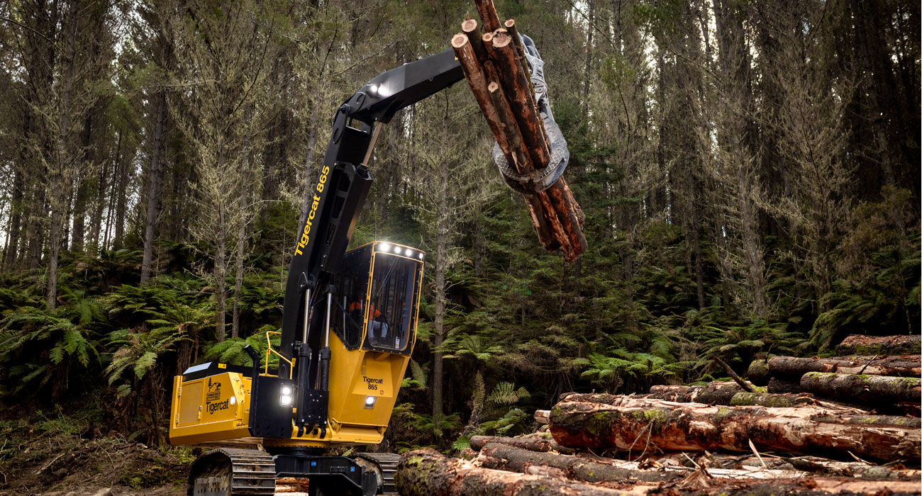 Image of a Tigercat 865 logger working in the field