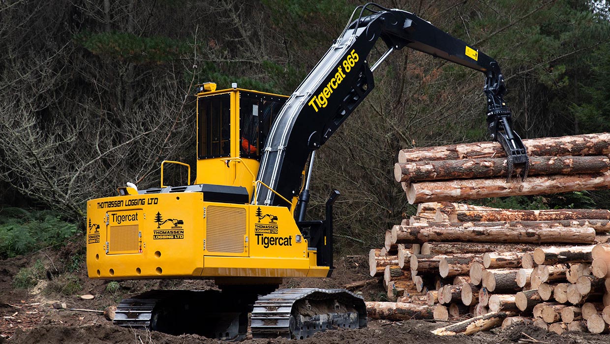 Image of a Tigercat 865 logger working in the field