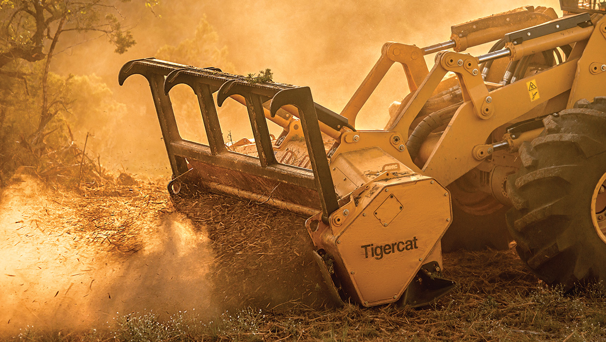 Image of a Tigercat 4061-30 mulching head working in the field