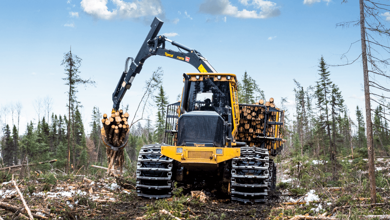 Image of a Tigercat 1085C forwarder working in the field