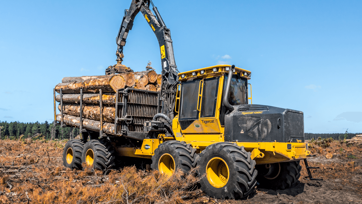 Image of a Tigercat 1085C forwarder working in the field