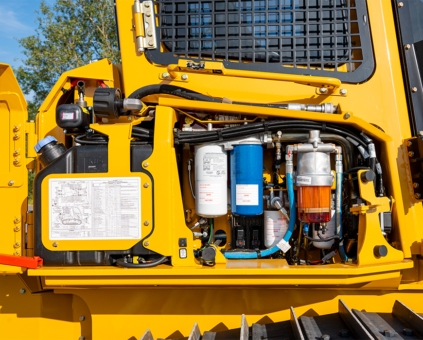 Close up image of a 920 dozer service compartment