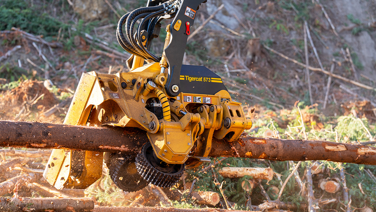 Image of a Tigercat 573 harvesting head working in the field