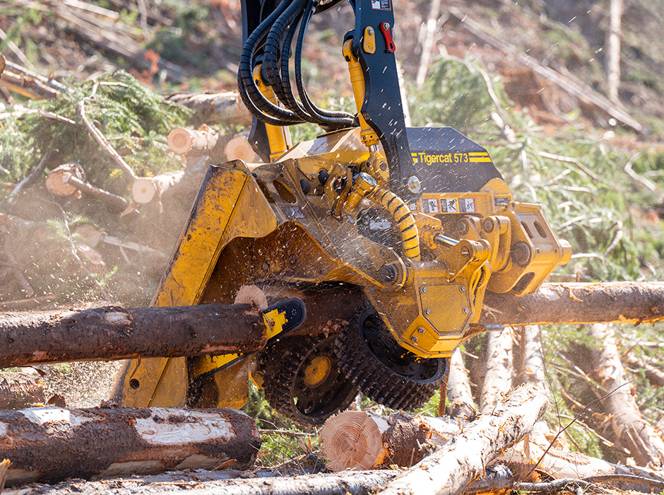 Image of a Tigercat 573 harvesting head working in the field