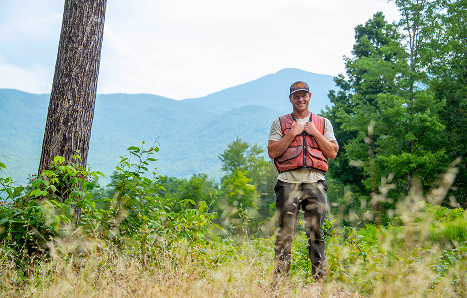 Ethan Tapper in a Vermont forest.