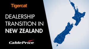Map of new zealand with Tigercat and CablePrice logos