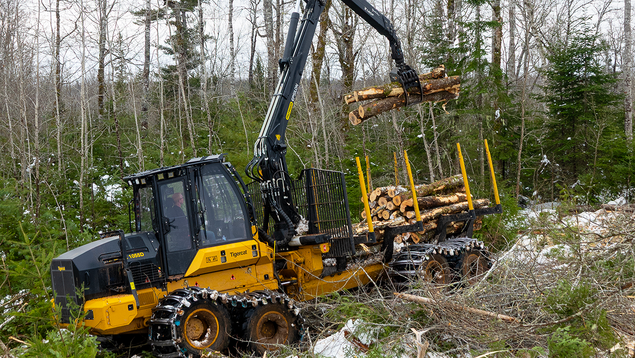 Tigercat 1055D forwarder in the field