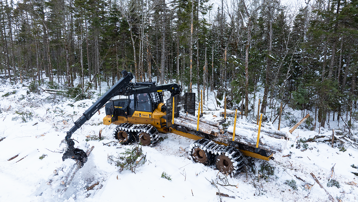 Tigercat 1055D forwarder in the field