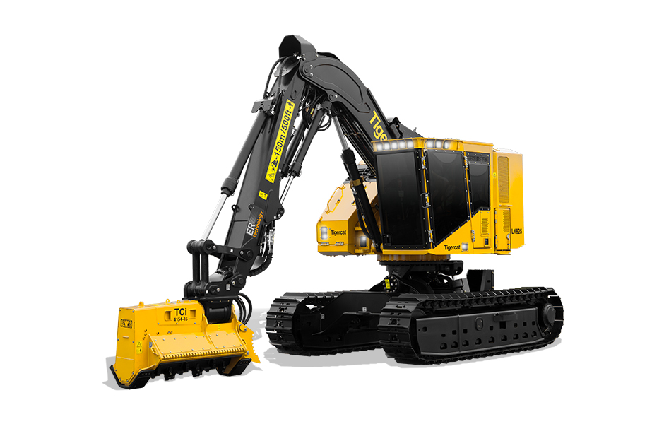 Tigercat LX825 convertible feller buncher - mulcher carrier