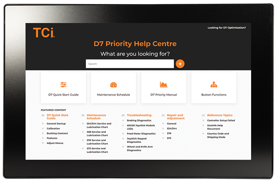 D7 help centre home screen